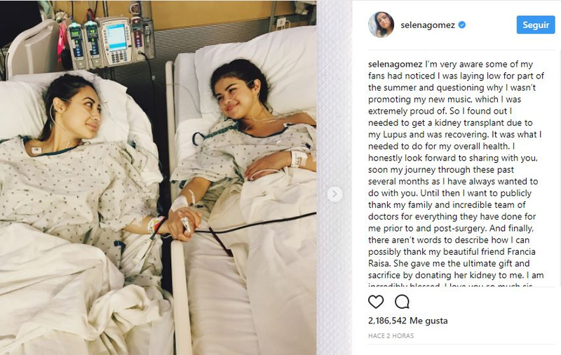 Resultado de imagen para Selena Gómez recibe un riñón de su mejor amiga: